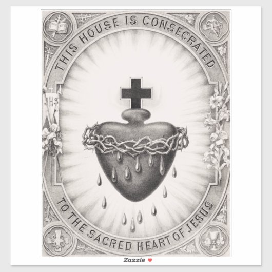 Het heiligste hart van Jezus Christus Sticker (Vel)