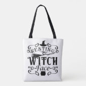 HET HEKSENGEZICHT IN RUST DRUKT HET HALLOWEEN-TIJD TOTE BAG (Achterkant)