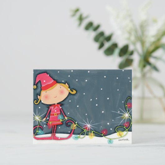 Het heldere Elf van Kerstmis Feestdagenkaart (Staand voorkant)