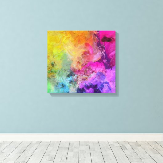 Het heldere Kleurrijke Abstracte Schilderen Canvas Afdruk (Insitu (Houten vloer))
