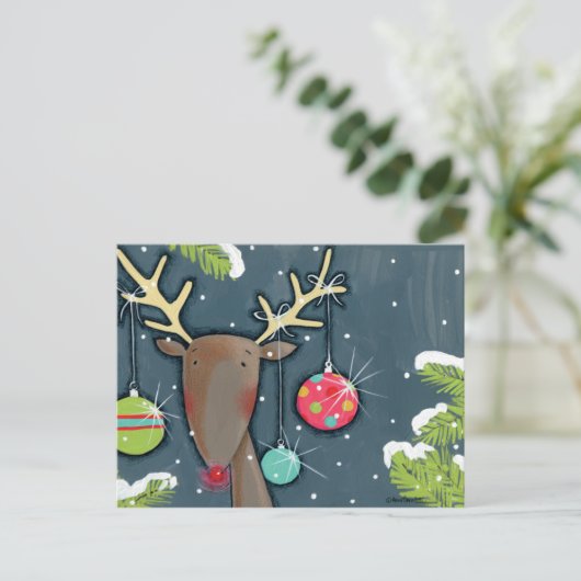 Het heldere Rendier van Kerstmis Feestdagenkaart (Staand voorkant)