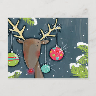 Het heldere Rendier van Kerstmis Feestdagenkaart
