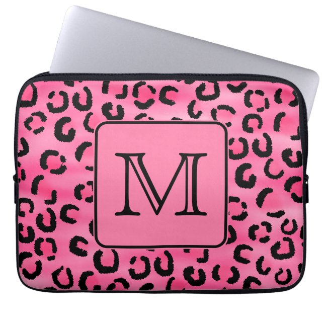 Het heldere Roze Monogram van de Douane van de Laptop Sleeve (Voorkant)