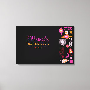 Het HELDERE ROZE Teken van de Bar mitswa van de Canvas Afdruk