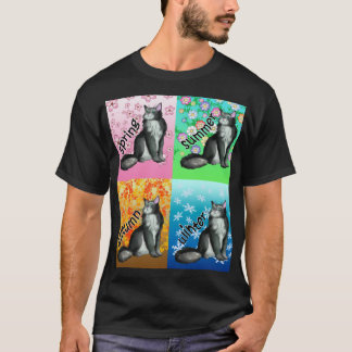 Het hele jaar door zwart-wit Maine Coon T-shirt