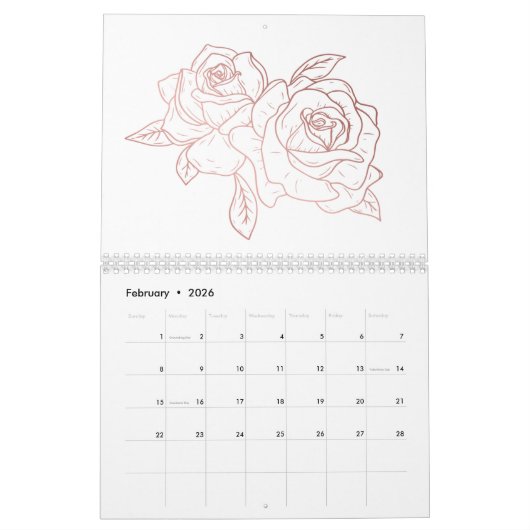 Het hele jaar lang kalander kalender (Feb 2026)