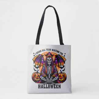 Het hele jaar wachten op Halloween Canvas tas