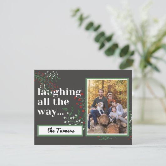 het hele leven lachen van het kerstblad (Staand voorkant)