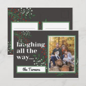 het hele leven lachen van het kerstblad briefkaart (Voorkant / Achterkant)