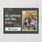 het hele leven lachen van het kerstblad briefkaart (Voorkant)