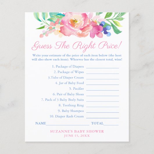 Het hele spel raadt de prijs-Baby shower-game-kaar Flyer (Voorkant)