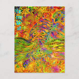 Het helen van de kunstdragonfly en schildpad is ma briefkaart