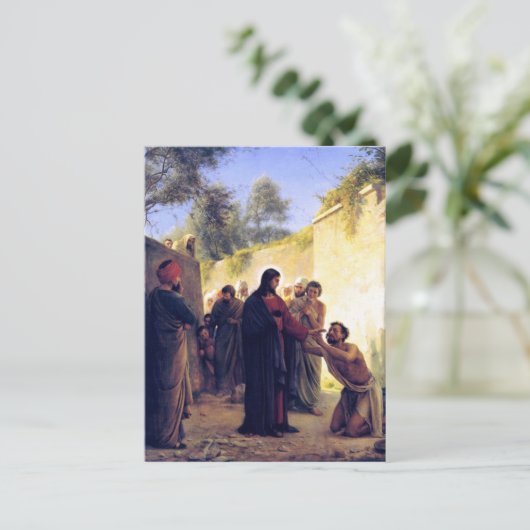 Het helen van het blinde Man door het Briefkaart C (Staand voorkant)