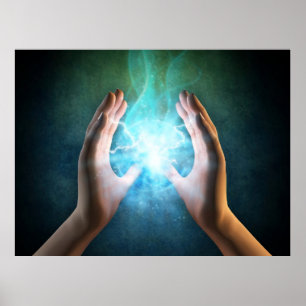 Het helen van Reiki handenenergi bij het werk het Poster