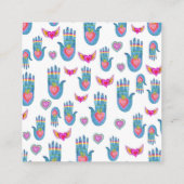 Het hellen van het handenpatroon blauw visitekaart vierkante visitekaartje (Achterkant)