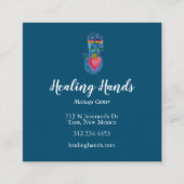 Het hellen van het handenpatroon blauw visitekaart vierkante visitekaartje (Voorkant)