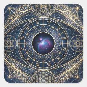 Het Hemels Oog — Heilige Geometrie Zodiac Cosmos Vierkante Sticker