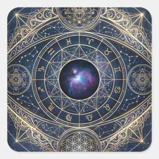 Het Hemels Oog — Heilige Geometrie Zodiac Cosmos Vierkante Sticker