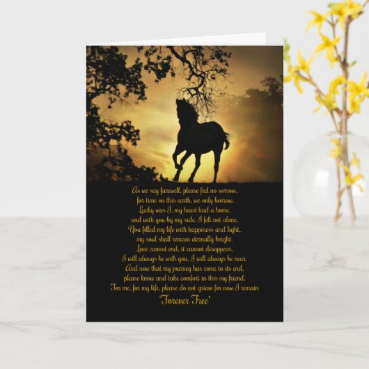 Het Herdenkings Originele Gedicht van het paard Kaart (Gele Bloem)