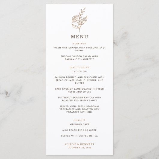 Het herfst herfst Sprig bruiloft Menu (Voorkant)