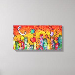 Het herfst in de galerij van de Stad verpakt Canva Canvas Afdruk