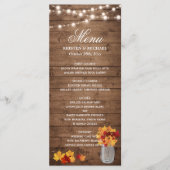 Het herfst laat het Mason Jar String Lights Weddin Menu (Voorkant)