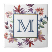 Het herfst laat het Monogram van de Grens Tegeltje (Voorkant)