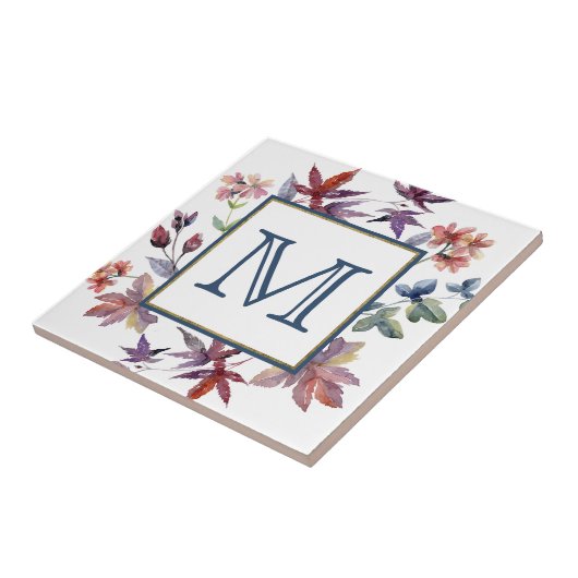 Het herfst laat het Monogram van de Grens Tegeltje (Zijkant)