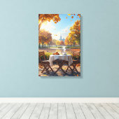 Het herfst ontbijt canvas afdruk (Insitu (Houten vloer))