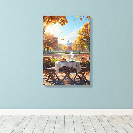 Het herfst ontbijt canvas afdruk (Insitu (Houten vloer))