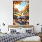 Het herfst ontbijt canvas afdruk (Insitu (Slaapkamer))