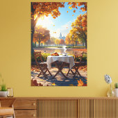 Het herfst ontbijt canvas afdruk (Insitu (Woonkamer))