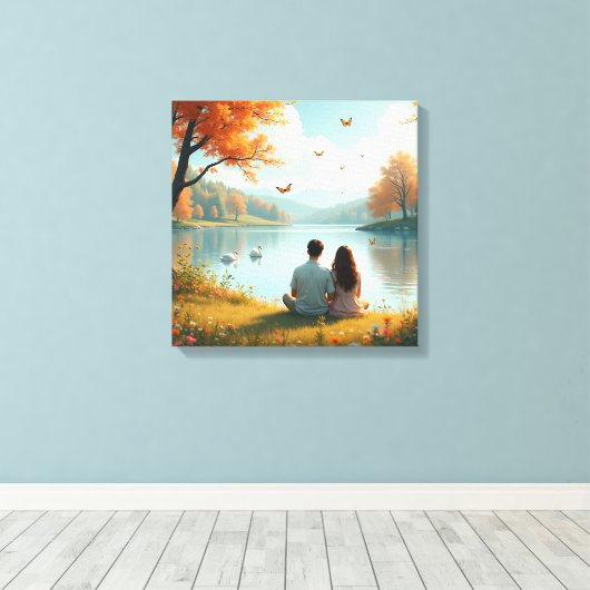 Het Herfst paar Canvas Afdruk (Insitu (Houten vloer))
