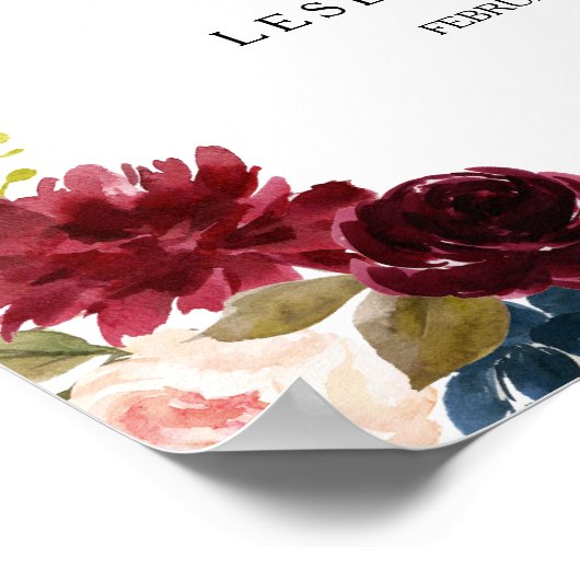 Het herfst Rustic Dazzling Burgundy Welkomsthuweli Poster (Hoek)