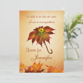 Het herfst verlaat paraplu Vrijgezellenfeest uitno Kaart (Staand voorkant)