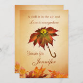 Het herfst verlaat paraplu Vrijgezellenfeest uitno Kaart (Voorkant / Achterkant)