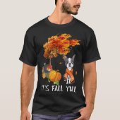Het Herfst Y All Boston Terrier T-shirt (Voorkant)