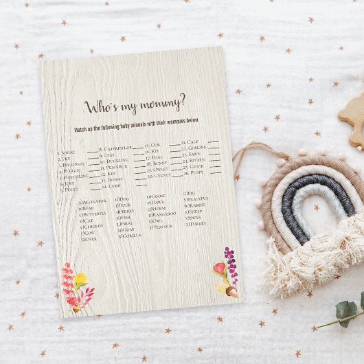 Het herfstbos Dier, mijn mammie Shower Game Kaart