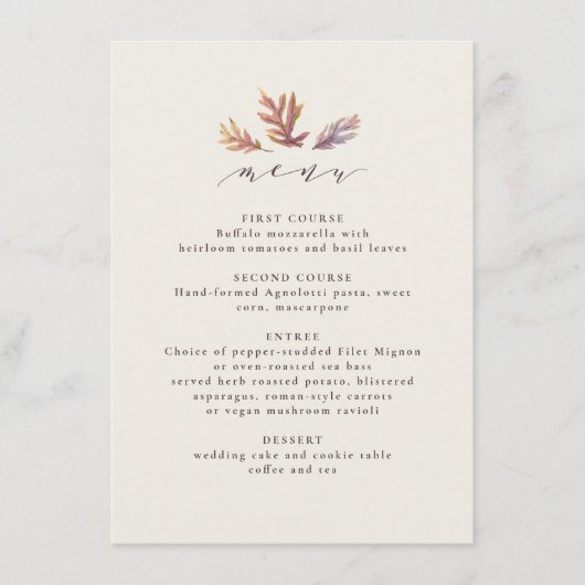 Het herfstbruiningsmenu van de herfstbruiloft menu (Voorkant)