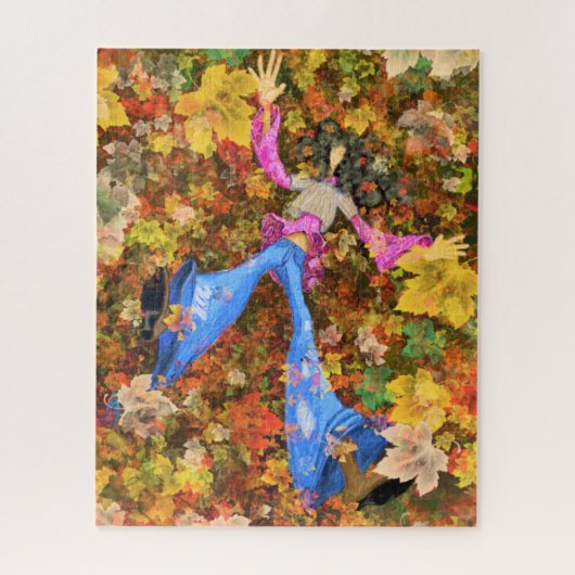 Het herfstmeisje laat puzzelschilderen legpuzzel (Verticaal)