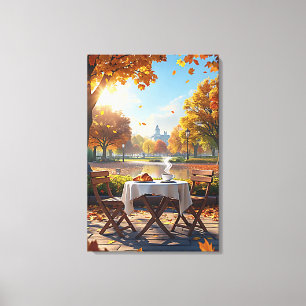 Het herfstontbijt canvas afdruk