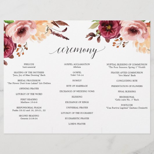 Het herfstprogramma Bliss Tri-Fold Wedding Flyer (Achterkant)