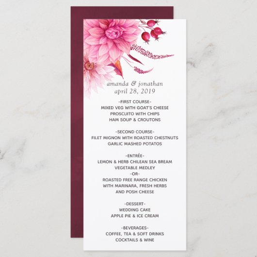 Het herfstwrijvingsmenu van Bourgogne en Blush Aut Menu (Voorkant / Achterkant)