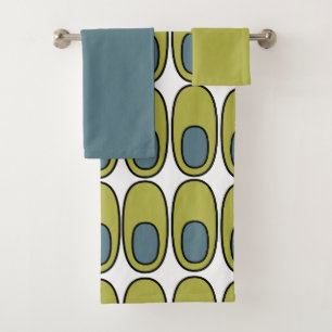 Het herhalen van Olijfgroene en grijze ovalen keuk Bad Handdoek