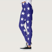 Het herhalen van Witte Stars op Blauw Achtergrondp Leggings (Links)