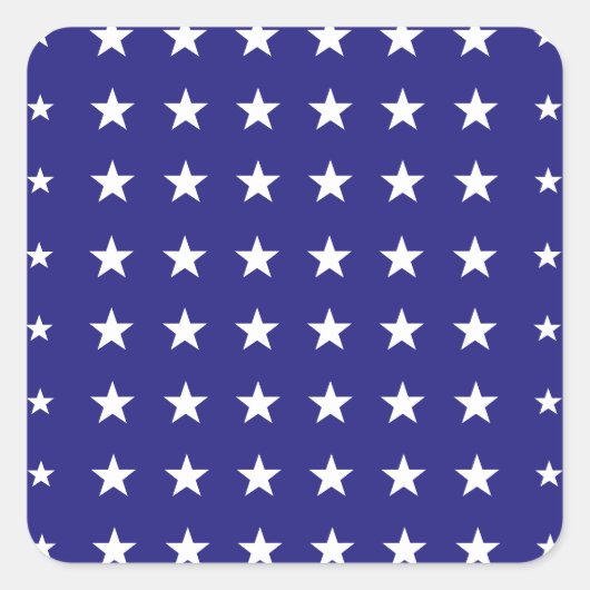 Het herhalen van Witte Stars op Blauw Achtergrondp Vierkante Sticker (Voorkant)