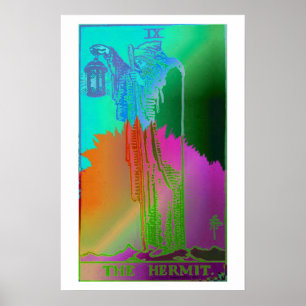Het Hermit Tarot Card Psychedelic Poster