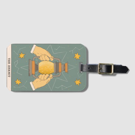 Het Hermit tarot-kaartje modern Major Arcana-ontwe Bagagelabel (Voorkant (horizontaal))