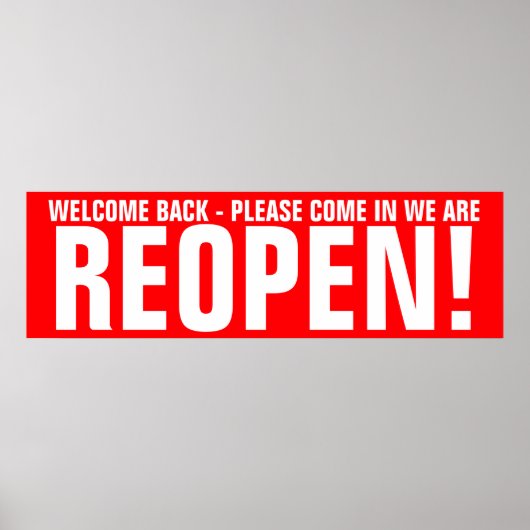 Het heropenen van bedrijfsvraag aan actiesignaal poster (Voorkant)