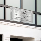 Het heropenen van haar schoonheidssalon zilverglit spandoek (Buitenkant Gebouw)